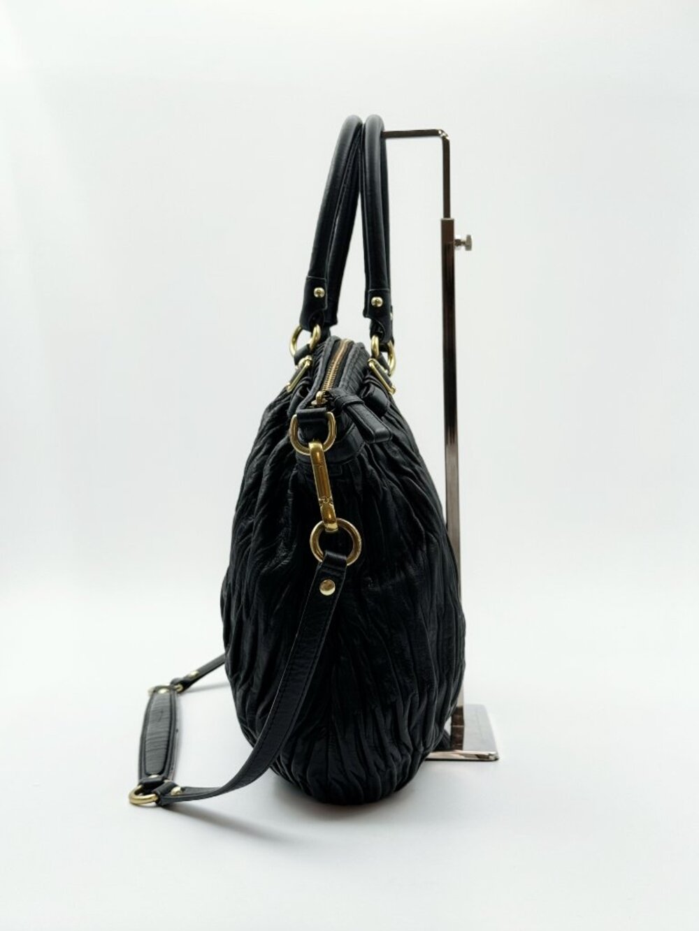 Coach Madison Gathered Leather Sophia Satchel Black Shoulder Crossbody Bag - Picture 4 of 12